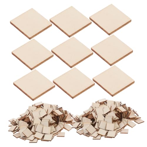 Tofficu 500 Stück Unbearbeitete Quadratische Holzscheiben Dicke Naturbelassene Holzplatten für DIY Bastelprojekte Gravur Bemalung Holzschnitzen und Rustikale Dekorationen von Tofficu