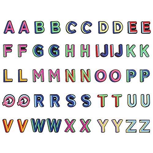 Tofficu 52 Stück Teiliges Buntes Alphabet Bügelbilder und Nähapplikationen Farbenfrohe Stoffbuchstaben Patches zum Aufbügeln und Aufnähen DIY Bastelset für Kleidung Taschen Hüte und von Tofficu