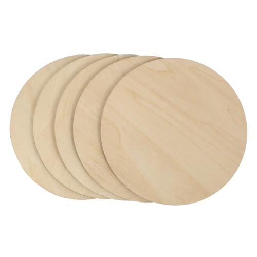 Tofficu 5Stücke Runde Holzscheiben Unbehandelte Holzplatten für DIY Projekte Dicke für Bastelarbeiten Malerei und Natürliche Dekoration von Tofficu