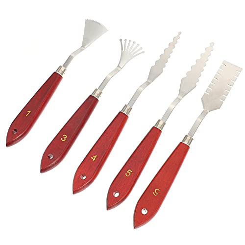 Tofficu 5Stücke Teiliges Malermesser für Kunstfarbe Premium Mischwerkzeuge für Ölgemälde Acrylmalerei und Projekte Robuste Rostfreie Edelstahlspachtel für Künstler von Tofficu