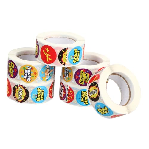 Tofficu 6 Rollen Belohnungsaufkleber Motivationssticker für Lehrerbedarf Klassenzimmer Dekoration Selbstklebend Bunte Aufkleber Lob und Selbstvertrauen von Tofficu
