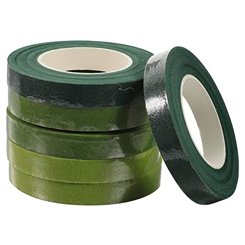 Tofficu 6 Rollen Blumenband Geschenkpapier grünes Band für Blumen Anordnung Pfingstrosen Blumenstrauß wickeln Blumenstrauß Stielwickel Stängelband Blumenzubehör Klebeband von Tofficu