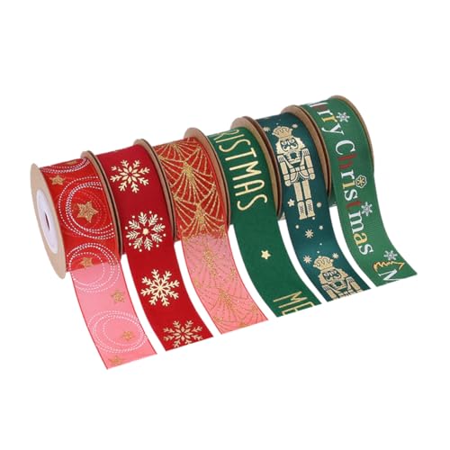 Tofficu 6 Rollen Weihnachtsband Breit mit Goldfolie Festliche Geschenkband für Verpackung Basteln Sträuße und Weihnachtsdekoration aus Strapazierfähigem Seidenstoff Tofficu 6 Rollen Weihnachtsband Breit mit Goldfolie Festliche Geschenkband für Verpackung Basteln Sträuße und Weihnachtsdekoration aus Strapazierfähigem Seidenstoff von Tofficu