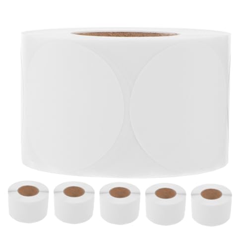 Tofficu 6 Rollen Weiße Runde Klebeetiketten Selbstklebend Seal Sticker für Umschläge Verpackung Geschenkverpackung Vielseitig Einsetzbar für Lager und Versand von Tofficu