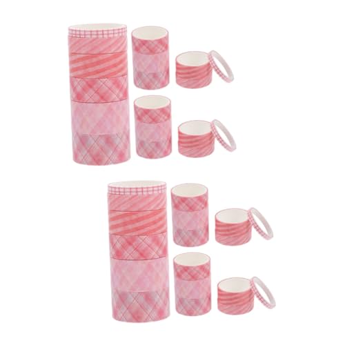 Tofficu 6 Sätze Kariertes Washi Tape Aufkleber Teppich Band für Journaling Kabel Zeitschrift the washi tape praktische geburtstags Klebebänder Bastelband Japanisches Papier Rosa von Tofficu