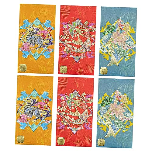 Tofficu 6 Stück Ehe Red Envelope -tasche Taschen Feierlichkeiten Geldbeutel Umschläge Element Neujahr Roter Umschlag Frühlingsfest Rotes Paket Mondjahr-drache Mond- Papier von Tofficu