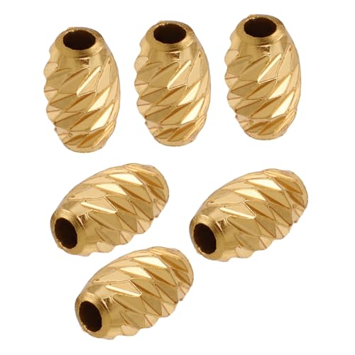 Tofficu 6 Stück Goldene Twill Spacer Beads Loch Vintage Oval Perlen für DIY Schmuckherstellung Armbänder Halsketten Kreative Bastelprojekte von Tofficu