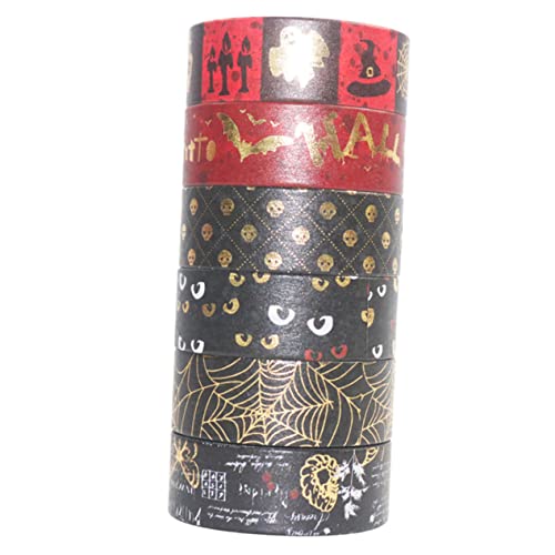 Tofficu 6 Stück Halloween Folienprägung Washi Tape Papier Pflicht Klebeband für Scrapbooking gruselig Gold halloween washi tape halloween dekoration Scrapbook-Aufkleber tagebuch klebeband von Tofficu
