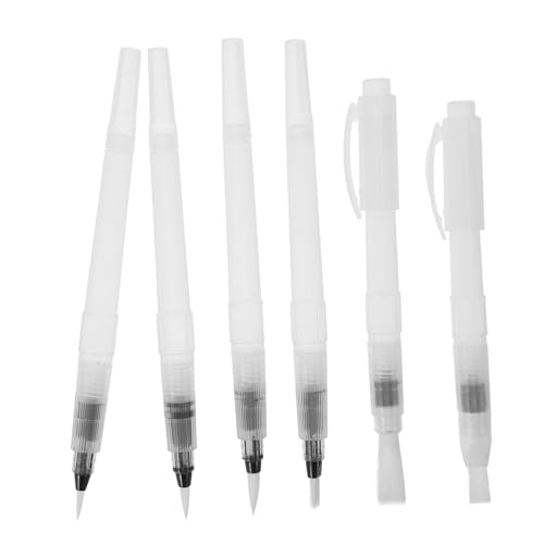Tofficu 6 Stück Teiliges Aquarell Pinsel Set Nachfüllbare Nylonspitzen Pinsel für Anfänger Weiche Waschbare Spitze mit Flachen Spitzen Borsten für Malerei Zeichnung und Lettering von Tofficu