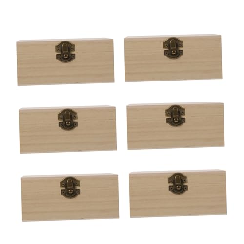 Tofficu 6 Stück Teiliges Holz Geschenkbox mit Deckel Dekorative DIY Holzkisten aus Langlebigem Holz Kompakte Aufbewahrungsboxen für Schmuck Kosmetik und Heimdeko Platzsparend und von Tofficu