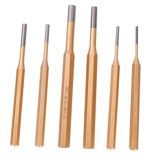 Tofficu 6 Stück Teiliges Pin Punch Set aus Hochkohlenstoffstahl Langlebig und Verschleißfest Gleichmäßige Kraftverteilung Vielseitig für Maschinenwartung und Fertigung Professionelles von Tofficu