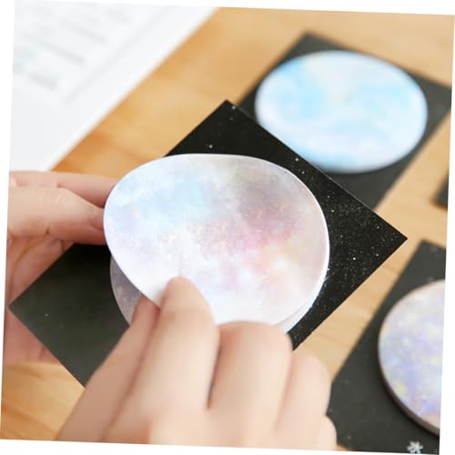 Tofficu 6 Stück Teiliges Planet Rund Selbstklebend mit Starkem Kleber für Büro Schule Zuhause Kreative Bürobedarf Sternen motiv Bunte Klebezettel zum Beschriften und Markieren von Tofficu