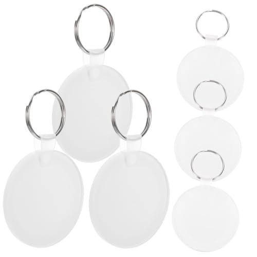 Tofficu 6 Stück Transparente Sublimation Schlüsselanhänger Blanko Rund Hitzebeständig Acryl mit Glatter Oberfläche für DIY Wärmeübertragungen Personalisierte Anhänger zum Basteln und von Tofficu