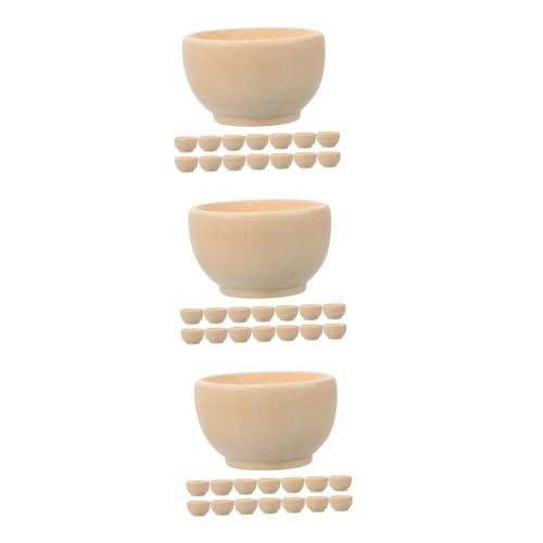 Tofficu 60 Stck. Teiliges Kleine Holzschalen zum Bemalen Robuste Mini Holzschalen für DIY Bastelprojekte Natürliche Holzornamente für Hausdeko Malen und Dekorieren von Tofficu
