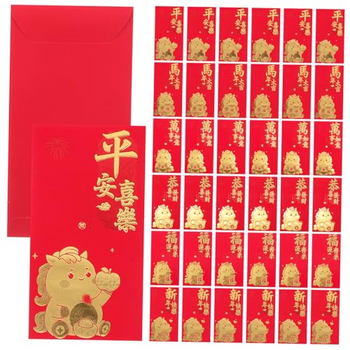 Tofficu 60 Stück Chinesische Hongbao Umschläge Jahr Des Pferdes Tet Li Xi Umschläge Rote Geldumschläge für Frühlingsfest Familienfeiern mit Kreativem Design und Hochwertigem Papier von Tofficu