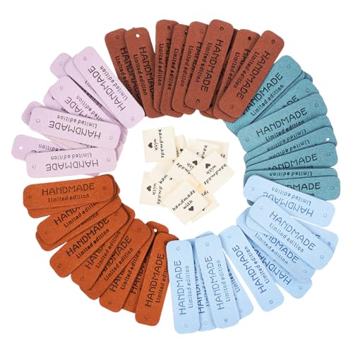 Tofficu 60 Stück Handmade Leder und Stoffetiketten mit Geprägtem Herz und Buchstabenmuster zum Annähen für DIY Kleidung Taschen Schuhe Personalisierte Nähaccessoires und Bastelverzierung Tofficu 60 Stück Handmade Leder und Stoffetiketten mit Geprägtem Herz und Buchstabenmuster zum Annähen für DIY Kleidung Taschen Schuhe Personalisierte Nähaccessoires und Bastelverzierung von Tofficu