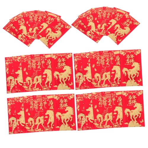 Tofficu 60 Stück Rote Umschläge Jahr Des Pferdes Lunar Envelopes mit Goldgeprägtem Design für Chinesisches Neujahr Frühlingsfest Hochzeiten und Geburtstagsgeschenke von Tofficu