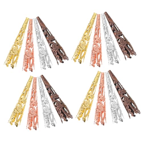 Tofficu 60 Stück Spacer Bead Caps Metall Trompetenform Perlenkappen für DIY Schmuckherstellung Armband Halskette Basteln Zubehör mit Perlenhalter Mischfarben von Tofficu