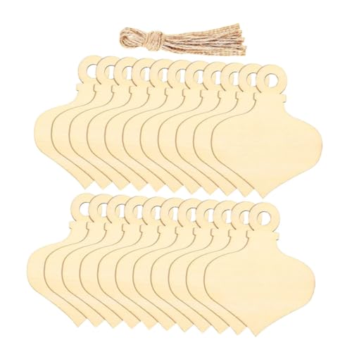 Tofficu 60 Stück Teiliges Holzscheiben Blanke Holzstücke mit Juteseil DIY Basteln Naturmaterialien für Dekorationen Anhänger Geschenkanhänger Handarbeit Malen Beschriften von Tofficu