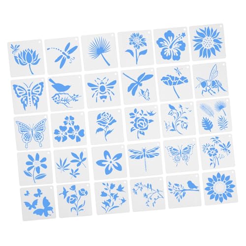 Tofficu 60 Stück Teiliges Schablonen für Malerei Kunststoff DIY Zeichenvorlagen mit Blumen und Schmetterlingsmotiven Wiederverwendbar Leicht Kompakt für Wand Karte Bastelprojekte von Tofficu