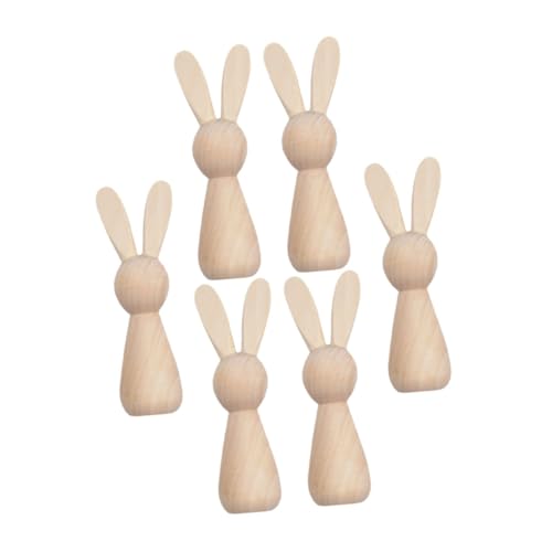 Tofficu 6pcs Holzstiftpuppen Unvollendete Hölzerne Hasen DIY Holz Kaninchen Kaninchen Figuren Zum Malen Von DIY Osterhandwerksspielzeug Ornamente Tabletop Dekoration Für Frühlingsfeier Tofficu 6pcs Holzstiftpuppen Unvollendete Hölzerne Hasen DIY Holz Kaninchen Kaninchen Figuren Zum Malen Von DIY Osterhandwerksspielzeug Ornamente Tabletop Dekoration Für Frühlingsfeier von Tofficu