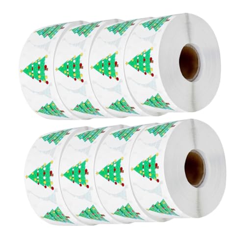 Tofficu 8 Rollen Weihnachtsbaum Aufkleber Selbstklebend Feste Verpackungsetiketten für Geschenke Farbbeständige Weihnachtsdekorationssticker für Zuhause Büro Schule Tofficu 8 Rollen Weihnachtsbaum Aufkleber Selbstklebend Feste Verpackungsetiketten für Geschenke Farbbeständige Weihnachtsdekorationssticker für Zuhause Büro Schule von Tofficu