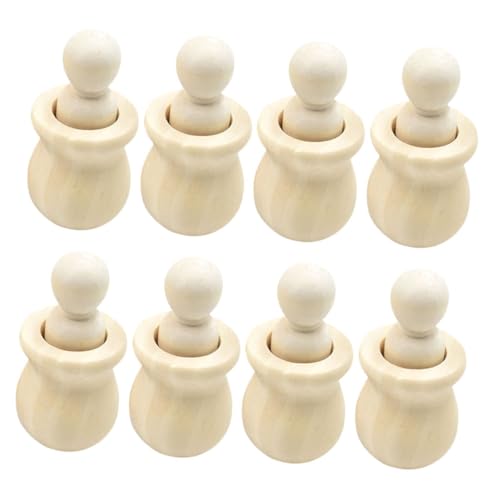 Tofficu 8 Satz Teiliges DIY Holz Steckpuppen aus Blankem Gratfreiem Holz mit Sockel zum Bemalen und Basteln Montessori Peg Dolls für Erwachsene Kreative Holzfiguren für Wohnkultur und von Tofficu