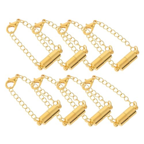 Tofficu 8 Stück Magnetschnalle Kupferzubehör edelstahlketten hand schmuck halskette verschluss Kettenverlängerung für Schmuck Kettenverlängerung mit Verschluss Rostfreier Stahl Golden von Tofficu