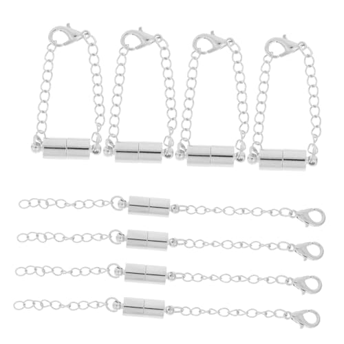 Tofficu 8 Stück Magnetschnalle Kupferzubehör weichnachtsgeschke hand schmuck Verbindungsclip Kettenverlängerung selber machen Magnetverschlüsse für Halsketten Rostfreier Stahl Silver von Tofficu