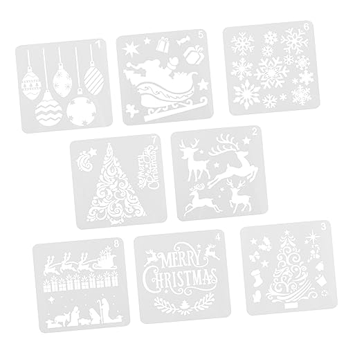 Tofficu 8 Stück Malvorlage Weihnachtshandwerk Urlaubsschablonen zum Basteln wiederverwendbar weihnachtsdeko weihnachtskarten basteln Weihnachtsschablonen Vorlage Zeichnungsvorlage von Tofficu