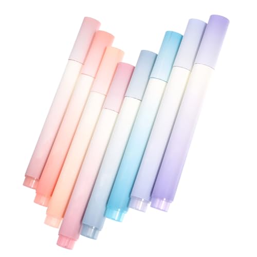 Tofficu 8 Stück Pastell Highlighter Marker Augenschonende Farbverlauf Textmarker Teilig Sichere Tinten Langlebig für Schüler Büro Scrapbooking Notizen Lernen und Zeichnen von Tofficu