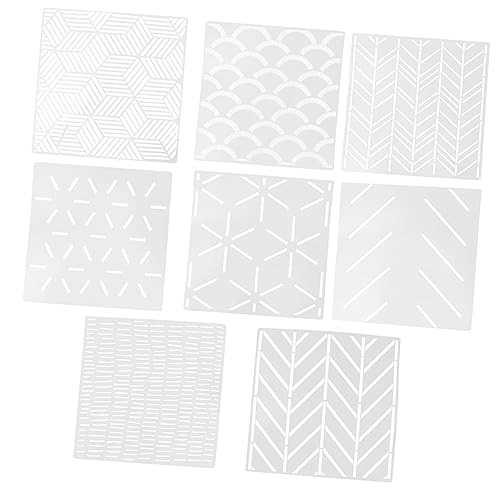 Tofficu 8 Stück Schablone Bastelvorlage malen groß Wohnkultur für Malerei papierschere decoupage prickelvorlagen stencils Typ geometrische Vorlage geometrische Malvorlage Umweltschutz Weiß von Tofficu