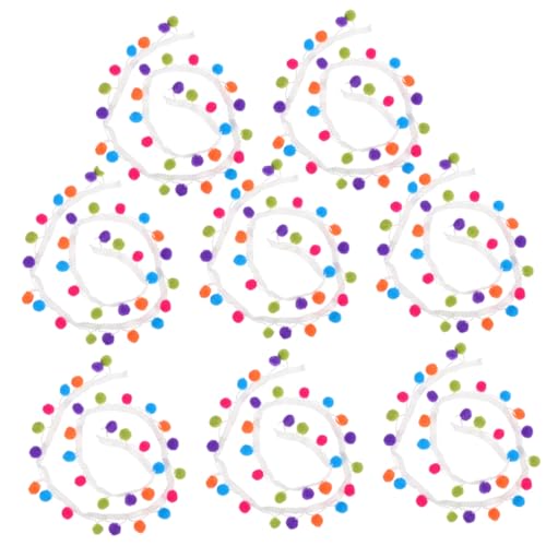 Tofficu 8 Stück Teiliges Bunte Pom Pom Fransenborte aus Polyester pro Band Vielseitige Kleidungstrims für DIY Handarbeiten Kreative Bastelmaterialien für Heimdekoration von Tofficu