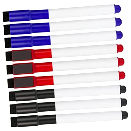 Tofficu 9 Stück Magnetischer Whiteboard-Stift klein groß Planke Whiteboard-Grundlage radiergummi Trockenlöscher für die Schule trocken abwischbare Marker mit feiner Spitze Plastik von Tofficu