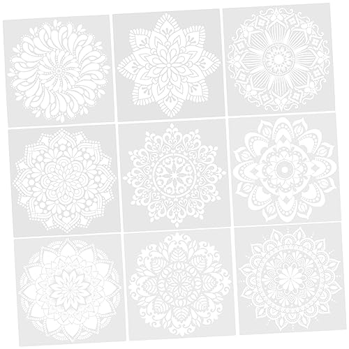 Tofficu 9 Stück Mandala Schablonen Teilig Wiederverwendbare Malvorlagen Robustem Filigrane Muster für Wandgestaltung Boden Fliesen für Diy Dekoration und Kreative Bastelarbeiten von Tofficu