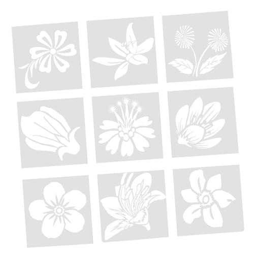 Tofficu 9 Stück Teiliges Wiederverwendbares Zeichnung Schablonen Kreative DIY Malvorlagen mit Einzigartigen Blumen und Blattmotiven Robust und Sicher für Bastelprojekte für Schul und von Tofficu