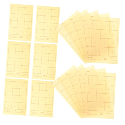 Tofficu 90 Blatt Kalligraphie Übungspapier mit Karomuster Dickes Chinesisches Xuan papier Reißfest Atmungsaktiv Handgeschöpftes Reisblatt für Kalligraphiebedarf und Schreibpraxis Seiten von Tofficu