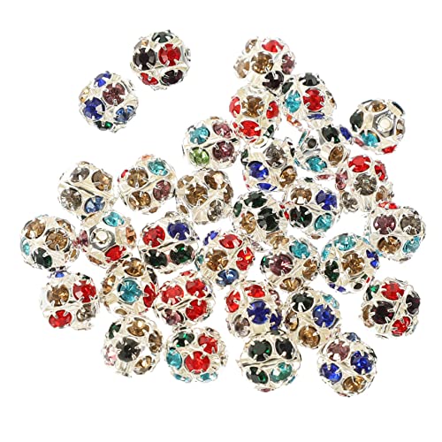 Tofficu 90Stücke Diamant Abstandshalterperlen für DIY Schmuckherstellung Strassperlen zur Gestaltung von Armbändern und Bastelprojekten Glänzende Silberfarbe Á von Tofficu