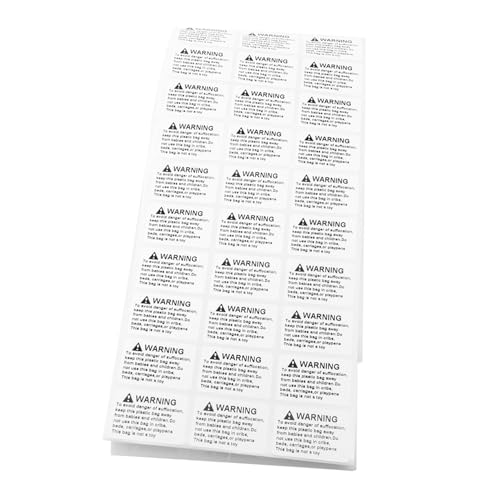 Tofficu Anti suffocation Warning Sticker Selbstklebend Wasserfest Kratzfest Warnaufkleber für Plastiktüten Spielzeugverpackung Lesbare Sicherheitskennzeichnung von Tofficu