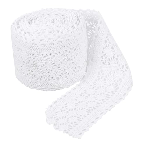 Tofficu Baumwoll Spitzenband Weiß Breit Langlebige Spitzenborte für DIY Stoffdekoration Vorhangkante Handarbeit und Bekleidungszubehör von Tofficu