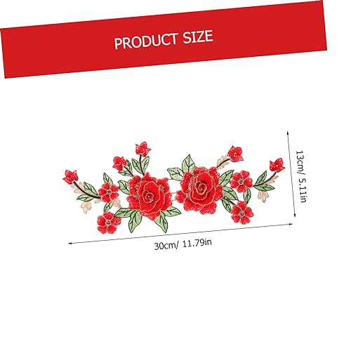 Tofficu Bestickte Blumen Applikationen Rote Diy Patches für Kleidung Vielseitige Aufnäher zum Nähen Jacken Taschen Schuhe Praktische Dekorative Flicken für Textilien von Tofficu