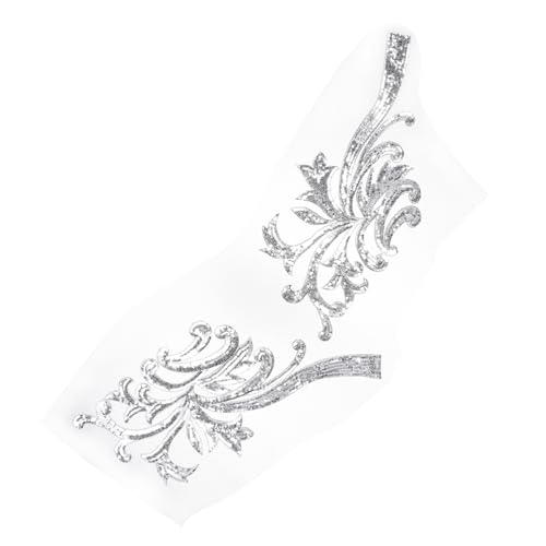 Tofficu Bestickter Blumen Aufnäher mit Pailletten Silbernes Handgefertigter DIY Stoffpatch für Tanzkleidung Applikation zur Individuellen Kleidungsdekoration von Tofficu