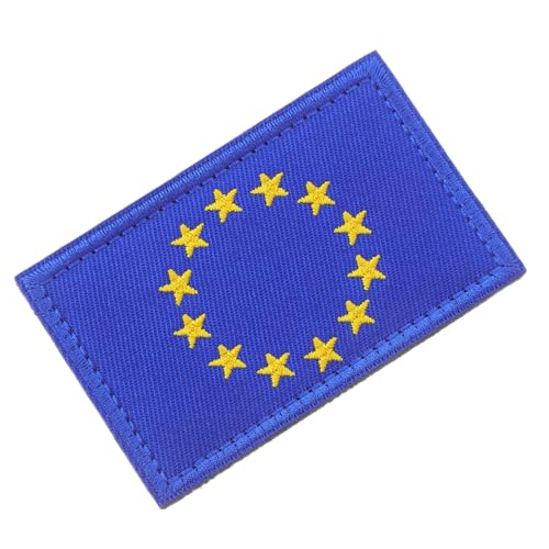 Tofficu Bestickter Eu Flaggen patch mit Klett Rückseite Strapazierfähiger Nylon aufnäher Dekoratives Europäische Union Abzeichen für Kleidung Rucksäcke Hüte Vielseitig Einsetzbar von Tofficu