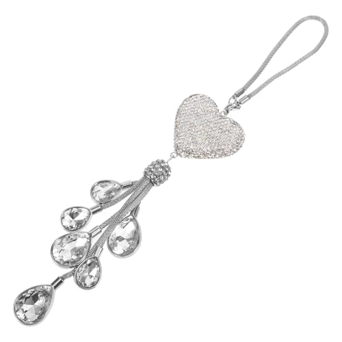 Tofficu Bling Herz Rückspiegel Anhänger für Autos Elegantes Hängendes Autozubehör und Strass Installieren Stilvolle Dekoration für Frauen von Tofficu