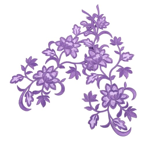 Tofficu Blumensticker Blumenpolyester -Applikationen nähen Blumenform Stoff Stickerei Applqiues gestickte Flicken zum Aufbügeln Blumen-Eisen auf Applikation Blumenapplikationsen Violett von Tofficu