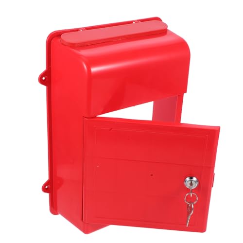 Tofficu Büro Briefkasten Mit Schlüsselschloss Briefkasten Rot Kunststoff Wandbriefkasten Wandmontage Briefkasten von Tofficu