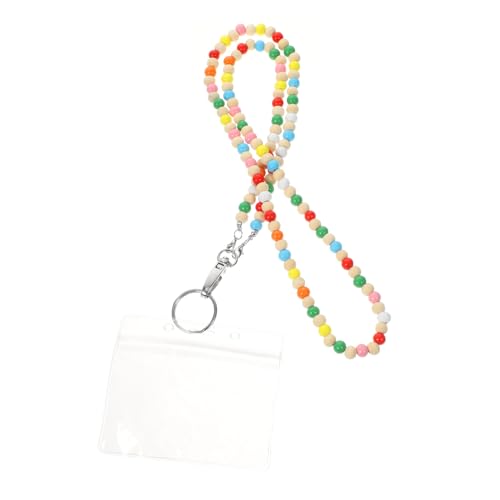 Tofficu Bunte Holzperlen Ausweishülle Schlüsselband mit Karabiner Beaded Rope Badge Holder und Verstellbare Halskette für Damen Herren Vielseitige Schmuckkette und Ausweisband Tofficu Bunte Holzperlen Ausweishülle Schlüsselband mit Karabiner Beaded Rope Badge Holder und Verstellbare Halskette für Damen Herren Vielseitige Schmuckkette und Ausweisband von Tofficu