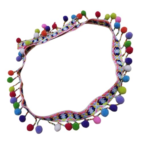 Tofficu Bunte Pom Pom Borte mit Großen Flauschigen Bommelbällen Hochwertige Leichte Dekoration für DIY Nähen Kleidung Vorhänge Kissen und Kreative Bastelprojekte von Tofficu