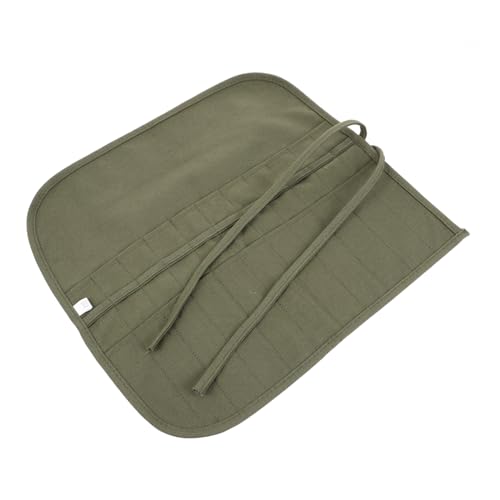 Tofficu Elegante Pinselrolle Aus Segeltuch 22 Löcher Roll-up-bleistiftetui Multifunktionale Aufbewahrung Von Kunstpinseln Tragbar für Kunststudenten Grün von Tofficu