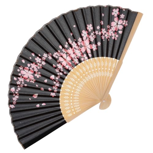 Tofficu Eleganter Japanischer Faltbarer Seidenfächer mit Kirschblütenmotiv Dekorativer Hochzeitsfächer für Frauen Leicht und Handlich als Gastgeschenk und Partydekoration von Tofficu